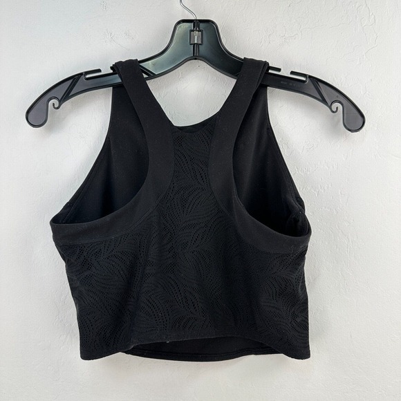 Athleta Tank Top Womens Small Black Lace Cropped Racerback Crew Neck‎ Activewear - Picture 3 of 6